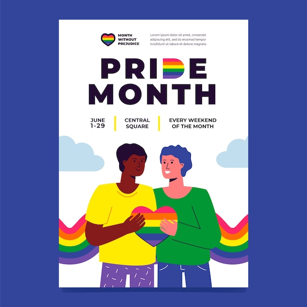 Vector pride month flat poster