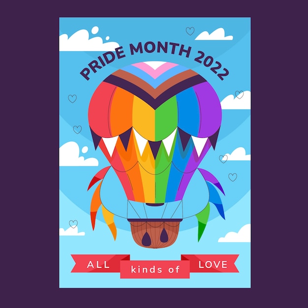 Vector pride month hand drawn flat lgbt flyer or poster