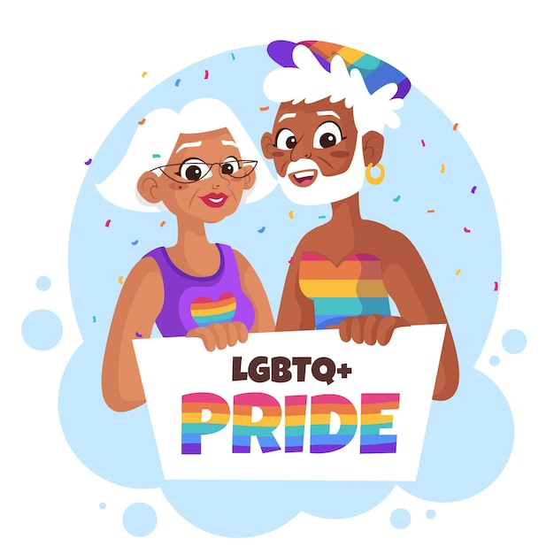 Vettore illustrazione lgbt piatta disegnata a mano del mese di orgoglio