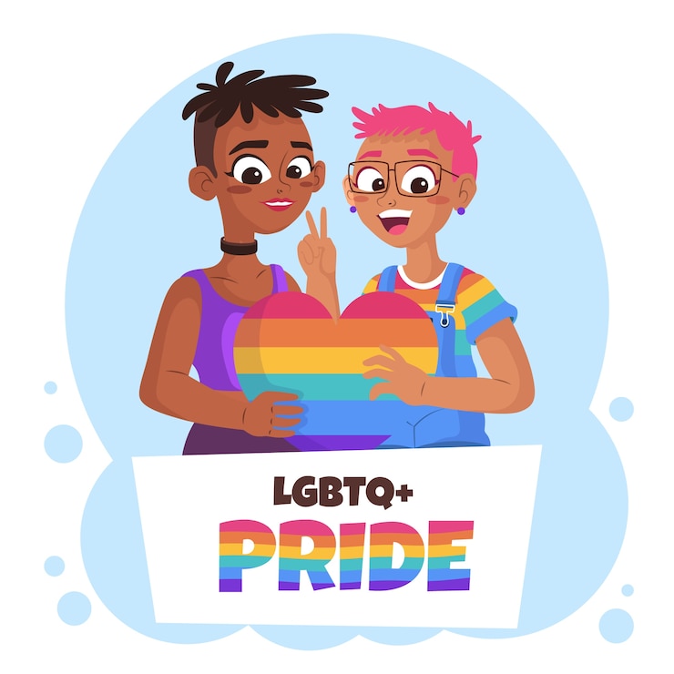 Vector pride month hand drawn flat lgbt illustration