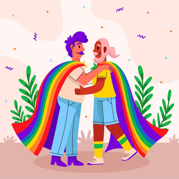 Vector pride month hand drawn flat lgbt pride illustration