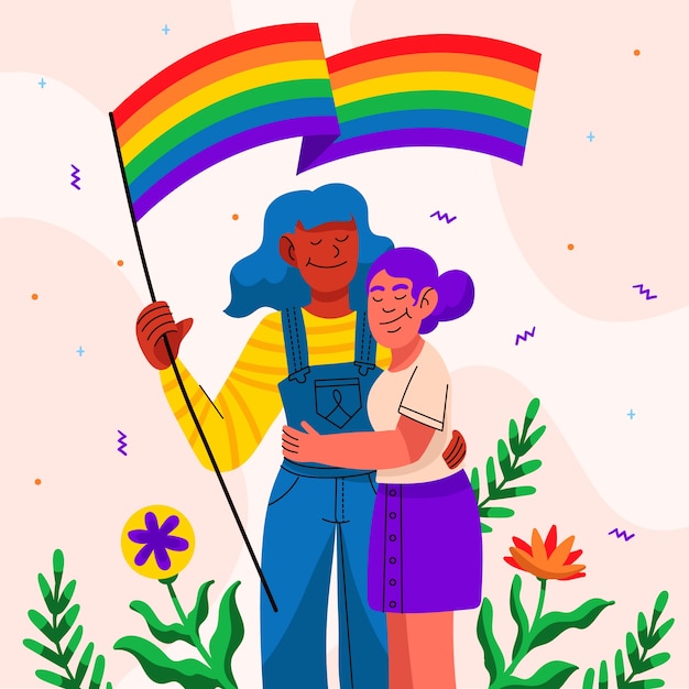 Pride month hand drawn flat lgbt pride illustration