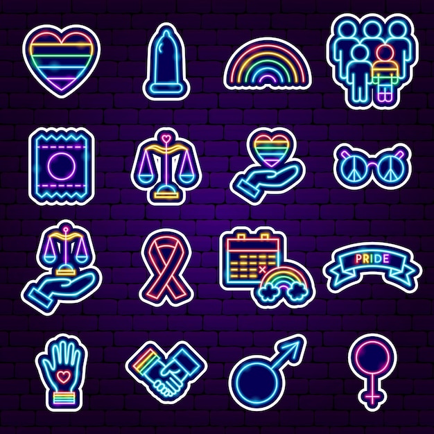 Pride Month Neon Stickers