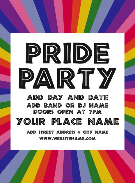 Vector pride month party flyer poster social media post design