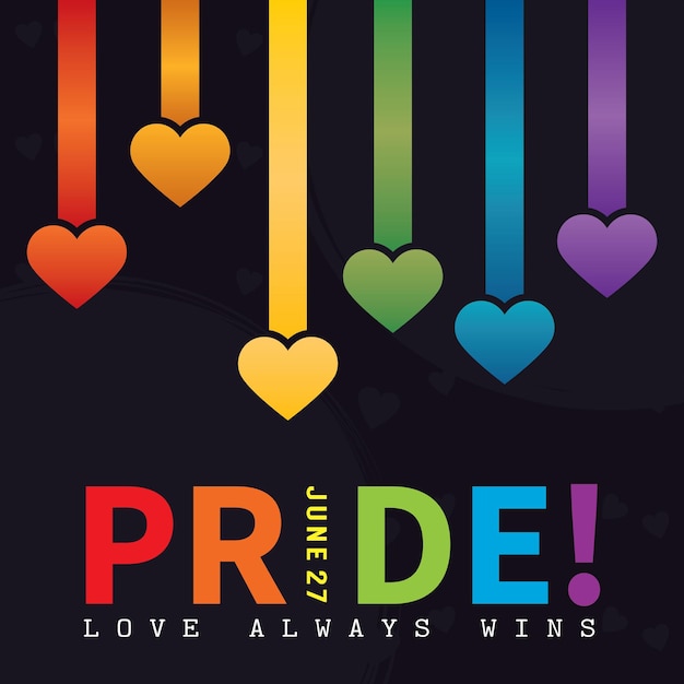 Pride month template with text and heart shapes Vector