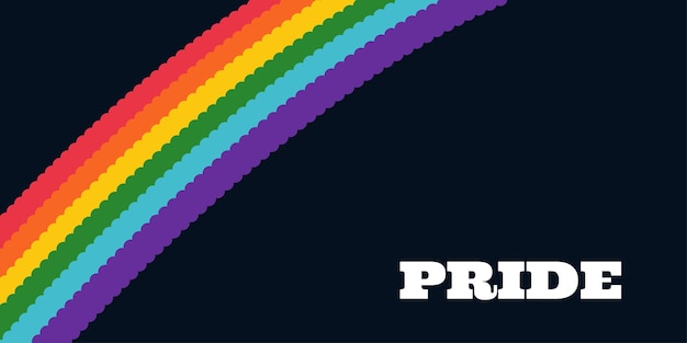 Vettore bandiera arcobaleno pride banner lgbt testo del mese di orgoglio su sfondo nero concetto lgbtq spazio di copia