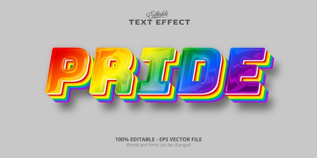 Vector pride text, editable colorful style text effect