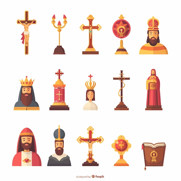 Vector priest_and_religious_icons_or_symbols_vector