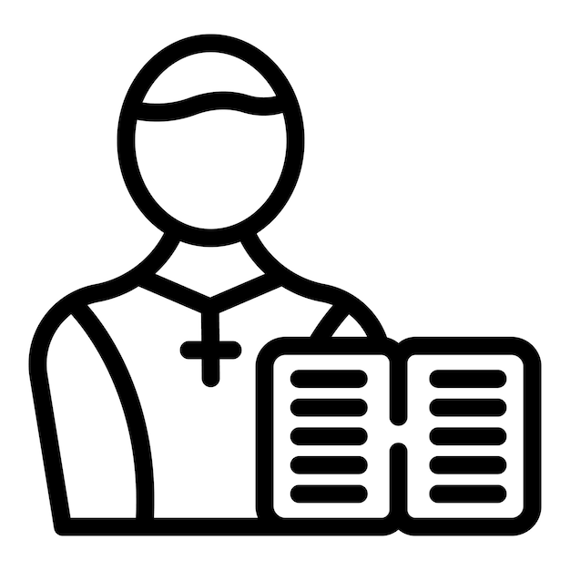 Vector priest book read icon outline vector adult catholic