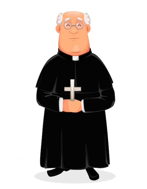 Vector priest cartoon character, holy father