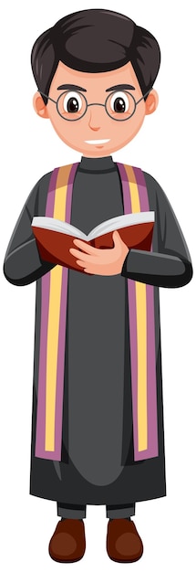 Priest cartoon character isolated