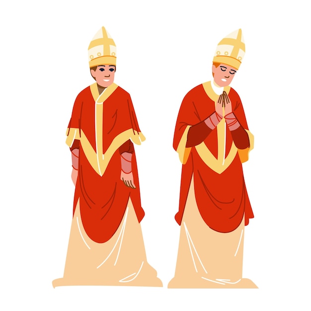 priester bisschop middeleeuwse koninkrijk karakter oude boer historische middelste priester bisschop middeleeuwse karakter mensen platte cartoon illustratie