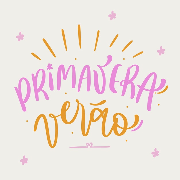 Vector primavera verao spring summer in brazilian portuguese modern hand lettering vector