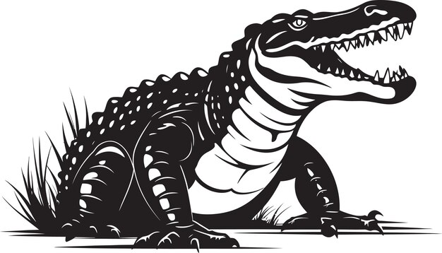 Vector primeval power black alligator logo design swamp sovereign vector alligator icon