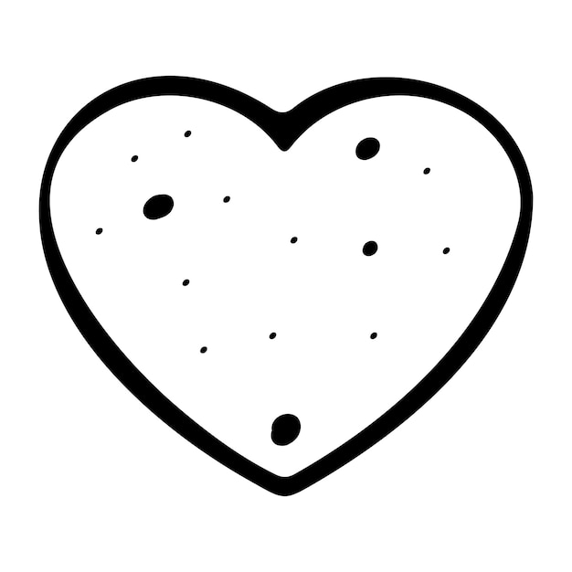 Primitive heart with dots hand drawn illustration