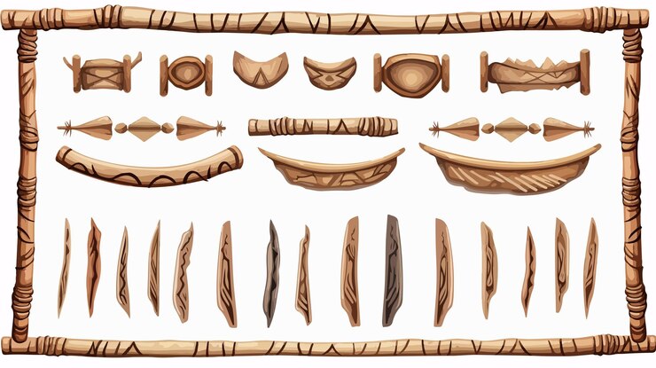 Vector primitive skin on wooden frame made of sticks