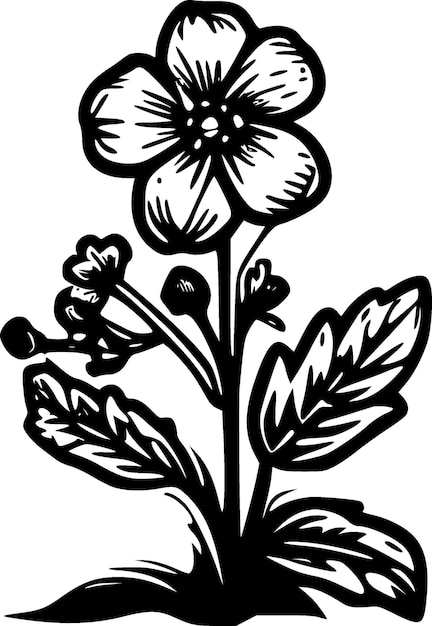 Vector primrose black and white vector illustration
