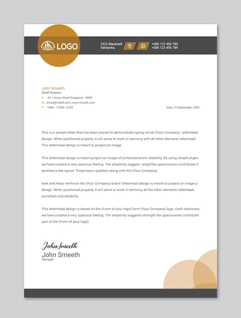 Vector primum letterhead design or company proposal pad