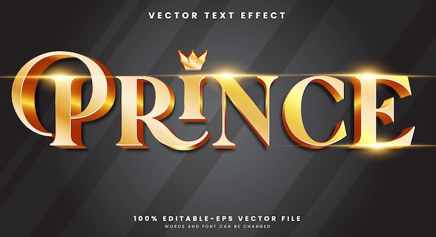 Prince 3d bewerkbare tekst-effect sjabloon geschikt voor gouden thema