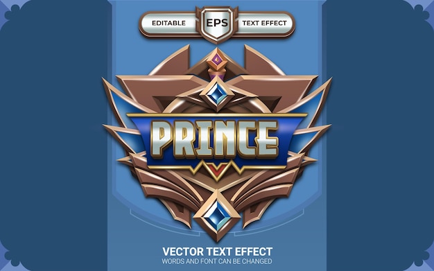 Prince Badge with Editable Text Effect and Game Themed