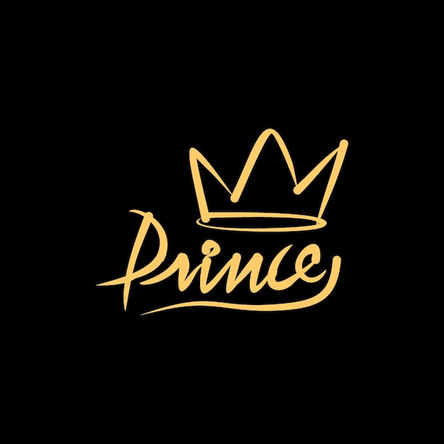 Prince brush belettering en Crown vector design