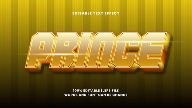 Prince editable text effect in metallic and elegant text style