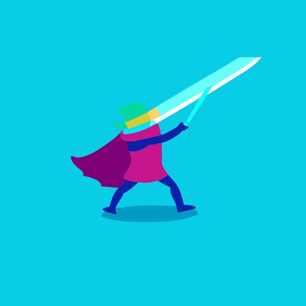 a prince fighting bacteria with a sword vector illustration