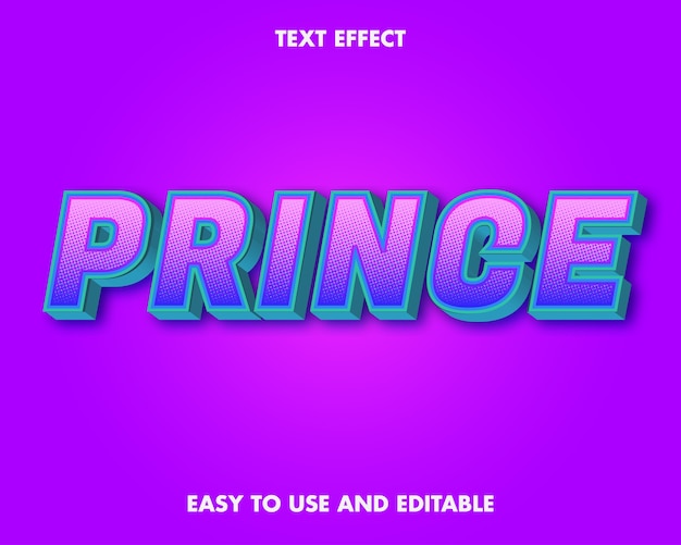 Prince Text Effect. Bewerkbare lettertypestijl.