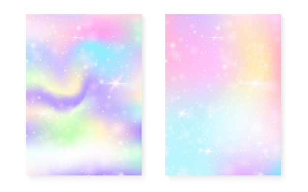 Princess background with kawaii rainbow gradient magic unicorn