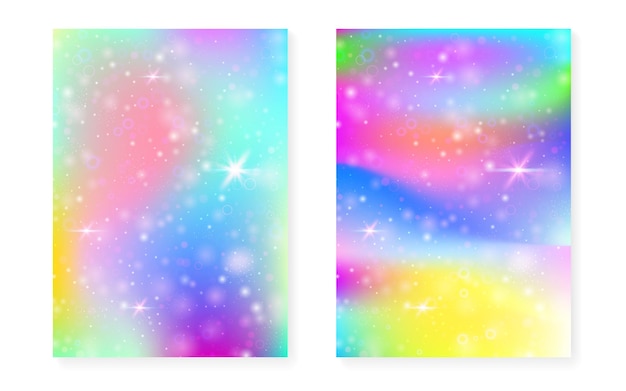 Princess background with kawaii rainbow gradient. magic unicorn