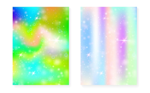 Princess background with kawaii rainbow gradient magic unicorn