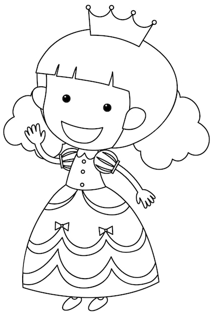 Princess black and white doodle character