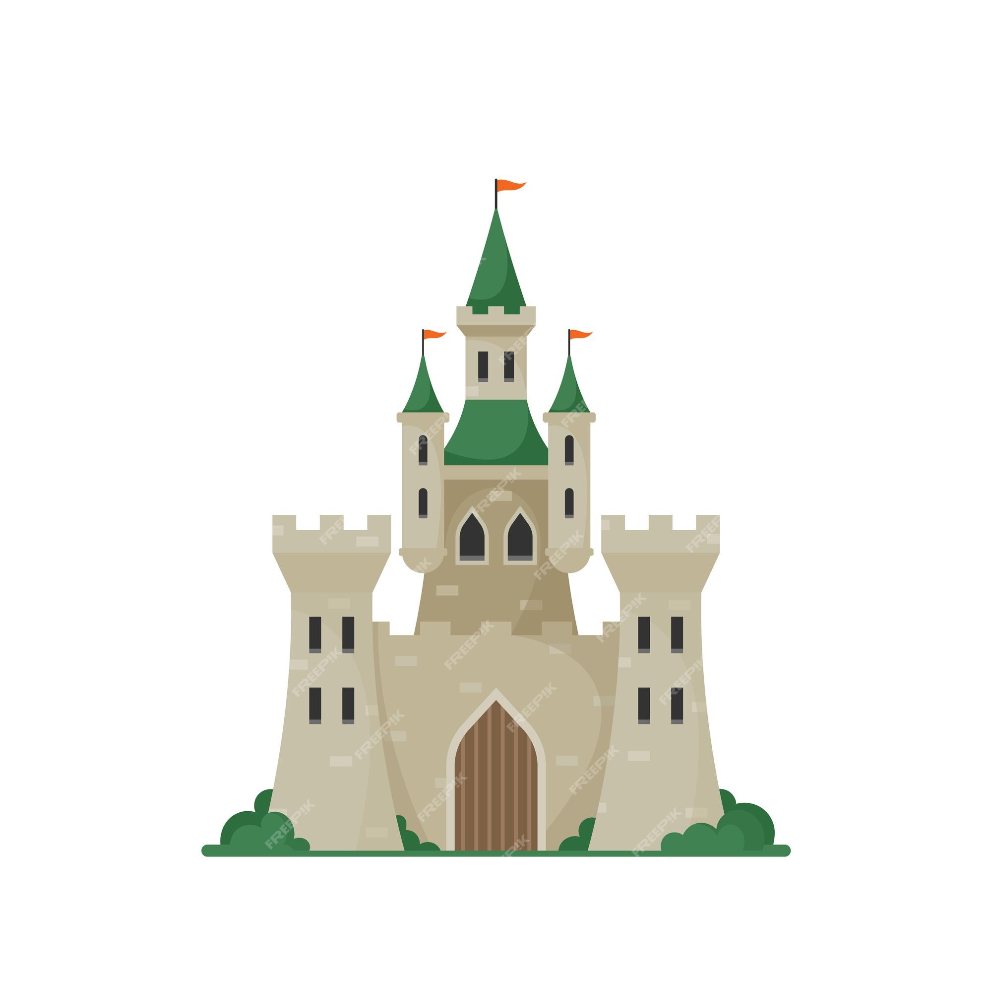 Premium Vector | Princess castle isolated on white background. fantasy  palace, fairytale royal medieval building, european architecture, royal  fortress with flags on towers and gates. cartoon vector illustration