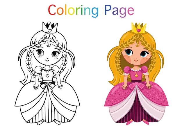 Principessa da colorare pagina illustrazione vettoriale