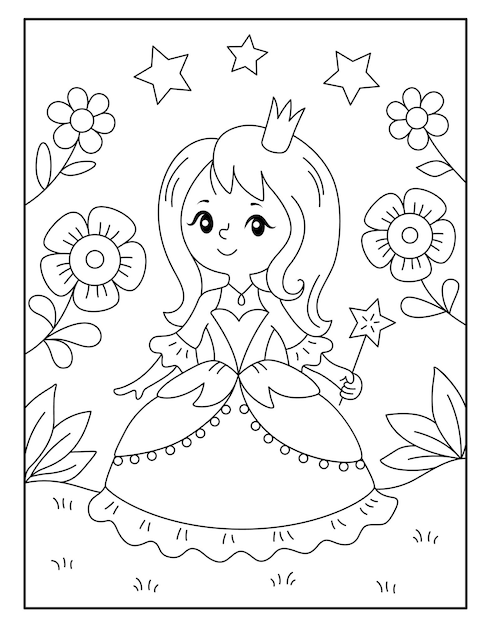 Vector princess coloring pages for kids