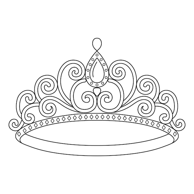 Vector princess crown coloring page isolated
