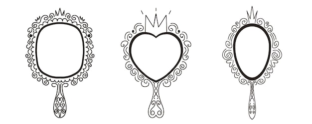 Набор рамок для зеркала с короной принцессы Нарисованное вручную зеркало с ручкой-каракулем и короной для маленькой принцессы