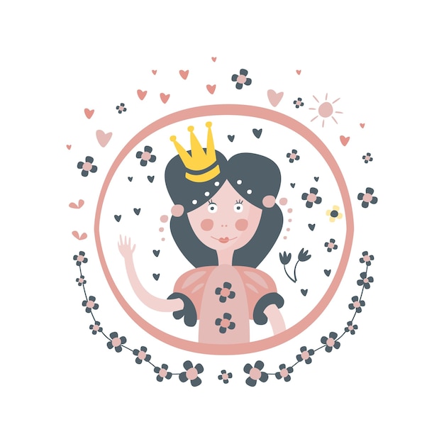 Princess Fairy Tale Character Girly Sticker In Round Frame