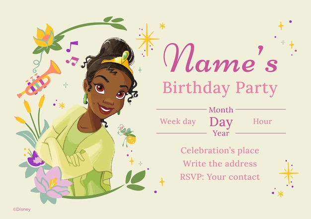 The Princess and The Frog Birthday Invitation