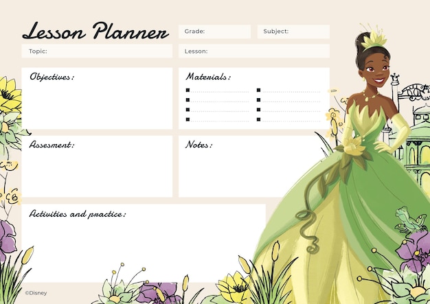 Vector the princess and the frog lesson plan