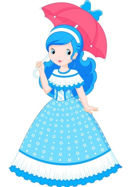 Princess girl and blue dress