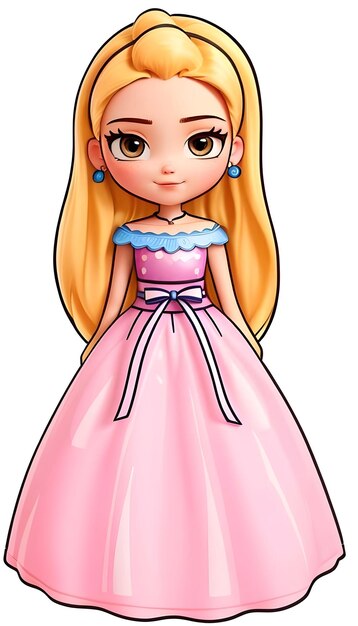 Princess girl wearing a pink dress and orange hair