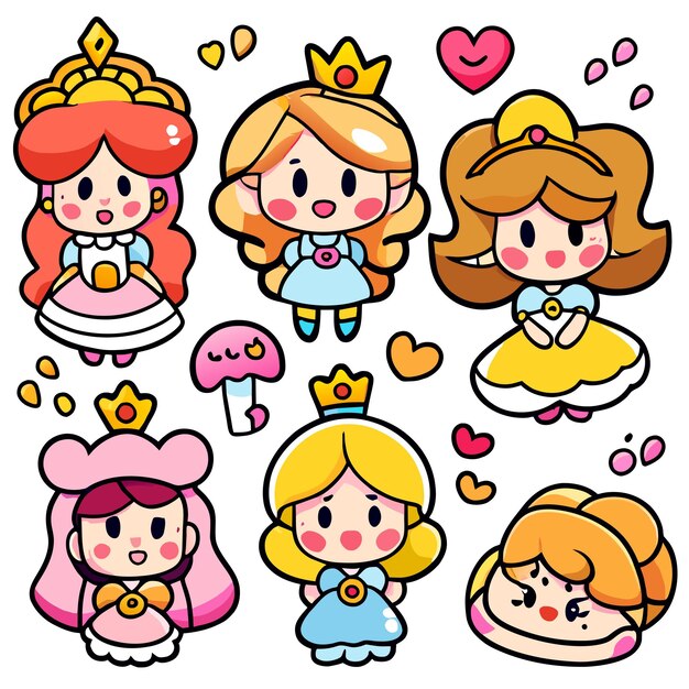 Princess hand drawn flat stylish cartoon sticker icon concept isolated illustration