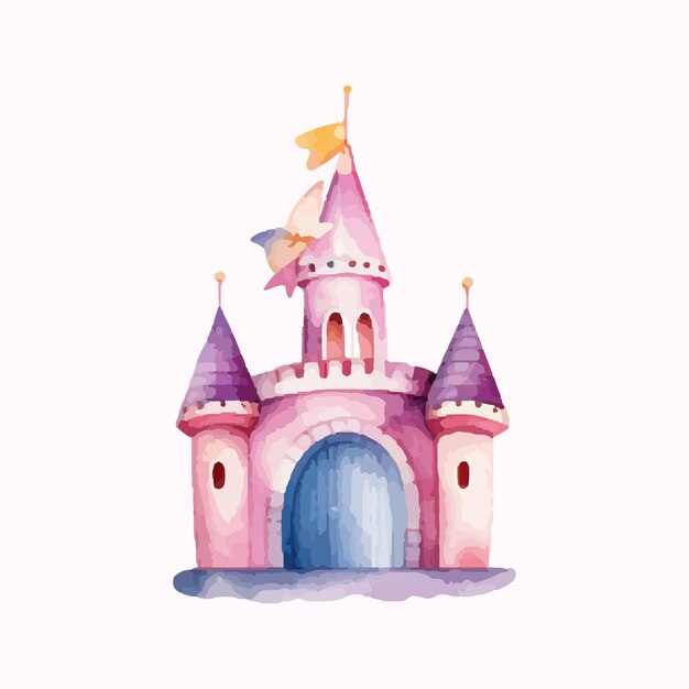 Castello magico della principessa castello dei cartoni animati clipart illustrazione per bambini castello con illustrazioni floreali