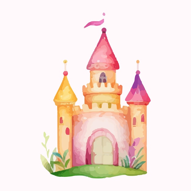 princess magic castle Cartoon Castle Clipart Kids illustration Castle with floral illustrations