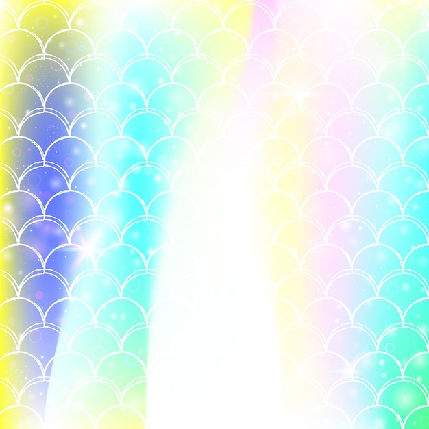 Princess mermaid background with kawaii rainbow scales pattern