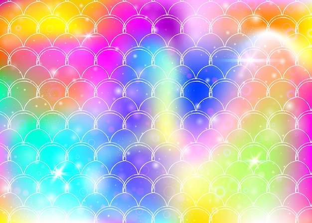 Vector princess mermaid background with rainbow scales pattern