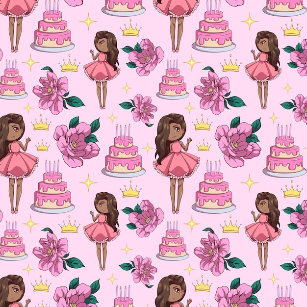 Vector princess pattern dress girl cute