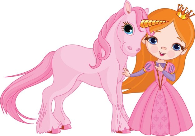 Vector princess and unicorn vector