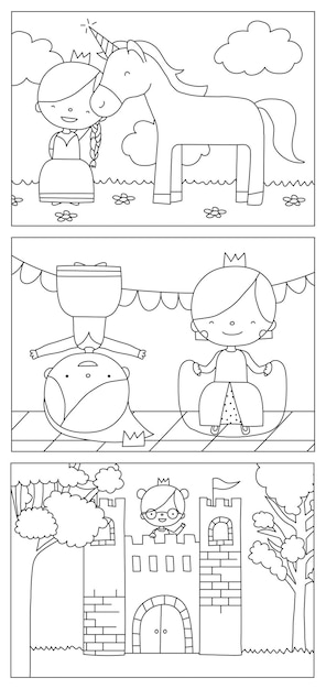 Princess vector coloring pages